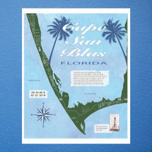 Affiches Carte du Cap San Blas Floride