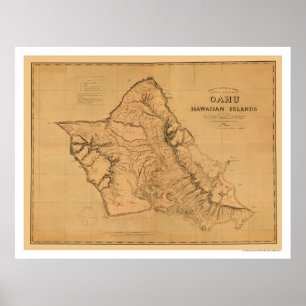Affiches Carte du chemin de fer d'Oahu Hawaii 1881