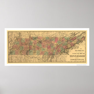 Affiches Carte du chemin de fer et de la poste du Tennessee
