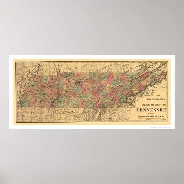 Affiches Carte du chemin de fer et de la poste du Tennessee (Devant)