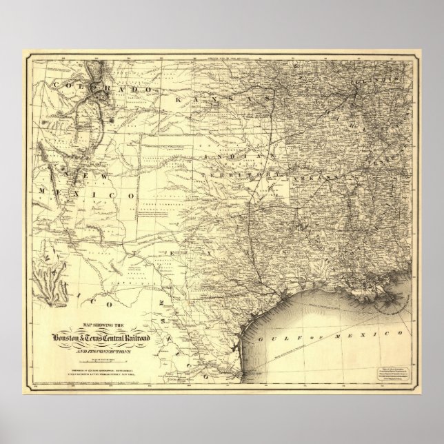 Affiches Carte du chemin de fer Houston & Texas Central 186 (Devant)
