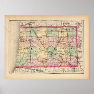 Affiches Carte du comté d'Allegan, Michigan