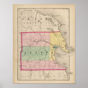 Affiches Carte du comté d'Alpena, Michigan