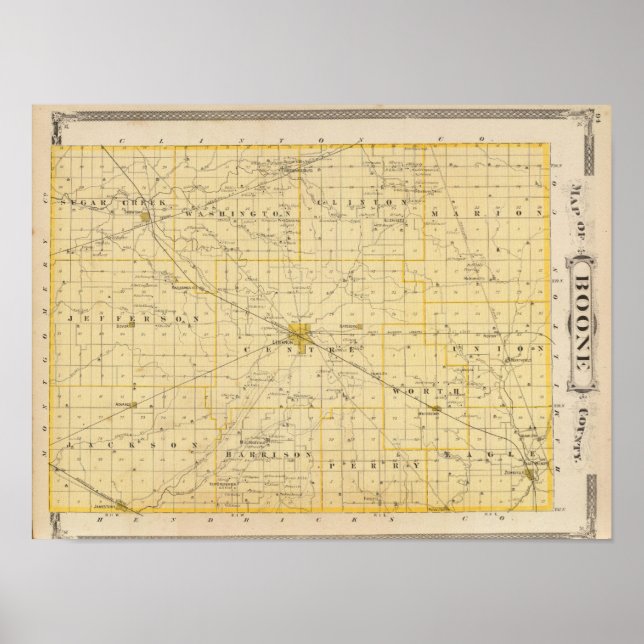 Affiches Carte du comté de Boone (Devant)