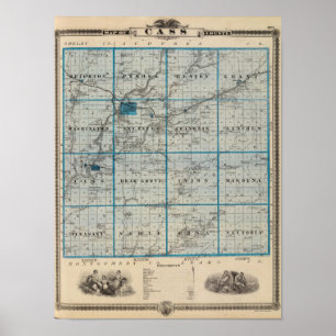 Affiches Carte du comté de Cass, État de l'Iowa