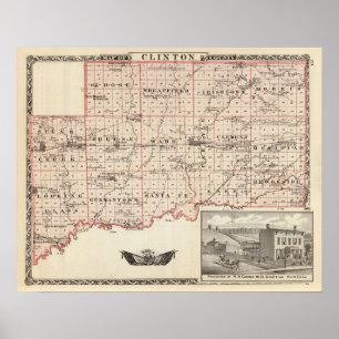 Affiches Carte du comté de Clinton