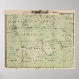 Affiches Carte du comté de Faribault, Minnesota