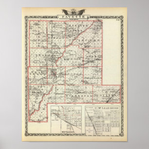 Affiches Carte du comté de Fayette, Mt Vernon et