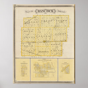 Affiches Carte du comté de Hancock avec Charlottesville