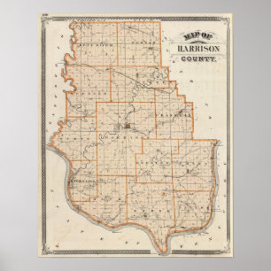 Affiches Carte du comté de Harrison