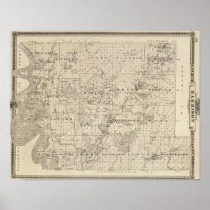 Affiches Carte du comté de Harrison, état de l'Iowa