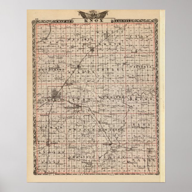 Affiches Carte du comté de Knox (Devant)