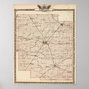 Affiches Carte du comté de Logan