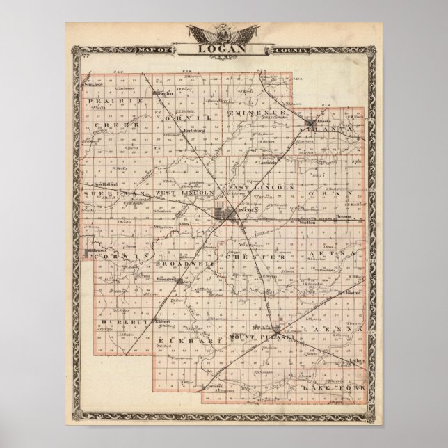 Affiches Carte du comté de Logan (Devant)