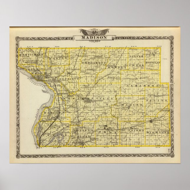 Affiches Carte du comté de Madison (Devant)