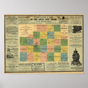 Affiches Carte du comté de McLean, Illinois 1886