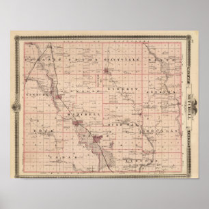 Affiches Carte du comté de Mitchell, état de l'Iowa