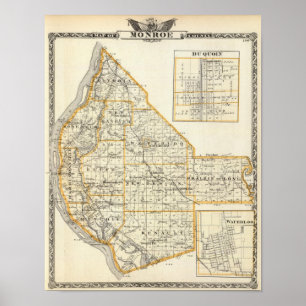 Affiches Carte du comté de Monroe, de DuQuoin et de