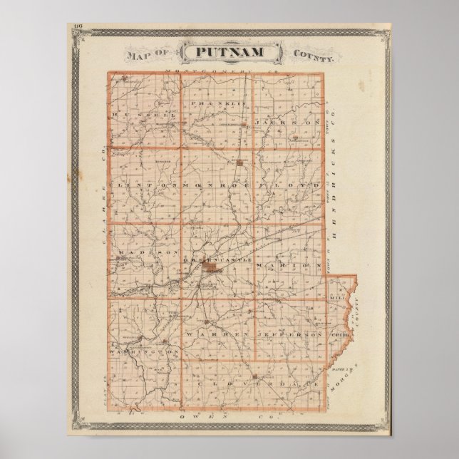 Affiches Carte du comté de Putnam (Devant)
