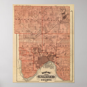 Affiches Carte du comté de Ramsey, Minnesota