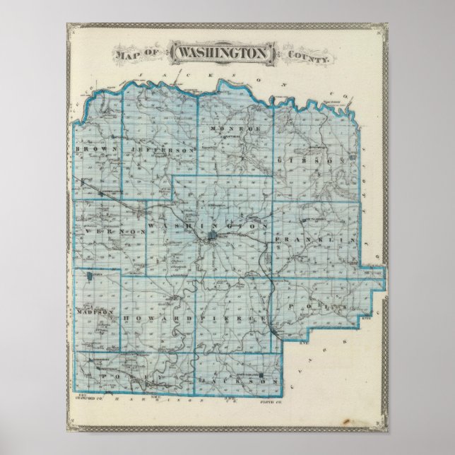 Affiches Carte du comté de Washington (Devant)