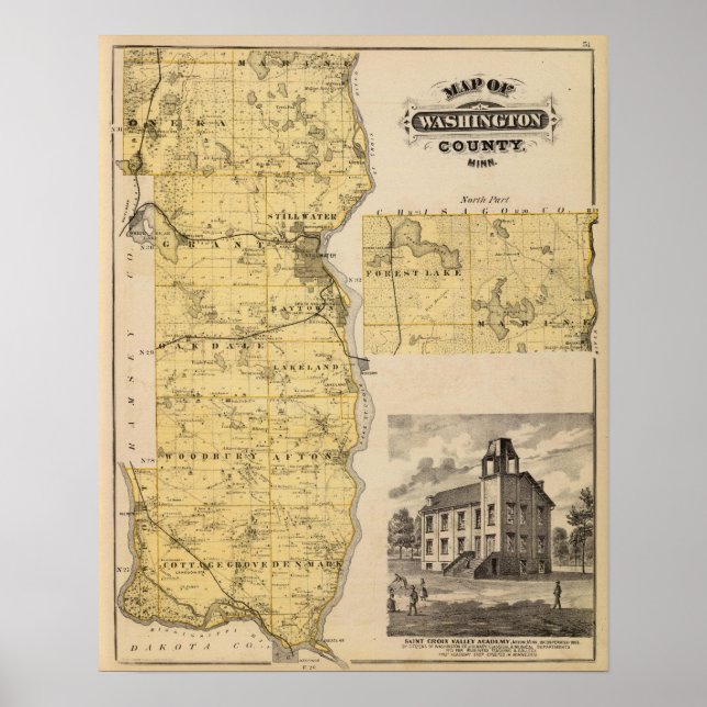 Affiches Carte du comté de Washington, Minnesota (Devant)