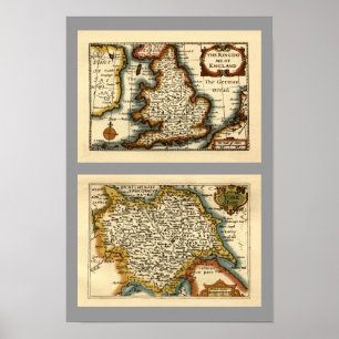 Affiches Carte du comté de Yorkshire, Angleterre
