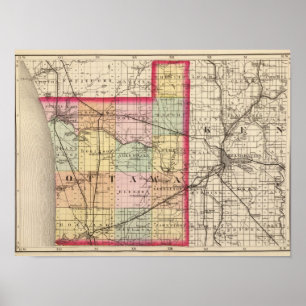 Affiches Carte du comté d'Ottawa, Michigan