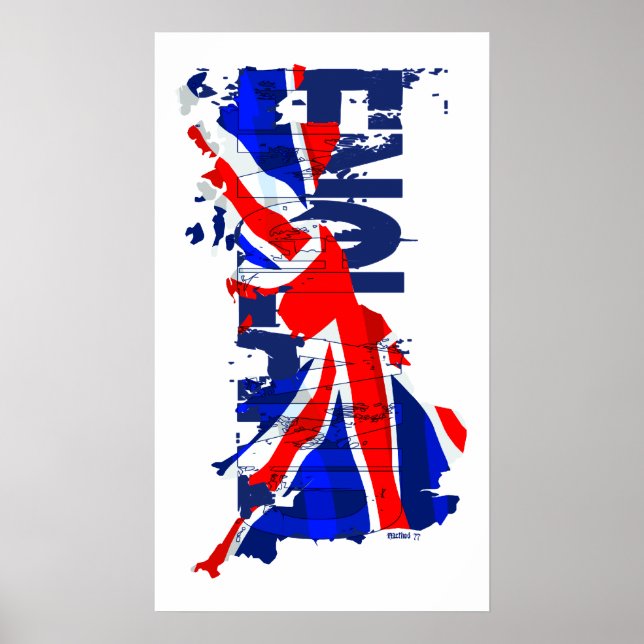 Affiches Carte du drapeau anglais 02 (Devant)