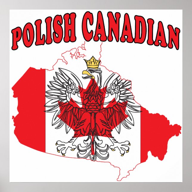 Affiches Carte du drapeau canadien polonais (Devant)