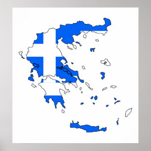 Affiches Carte du drapeau de la Grèce grandeur nature