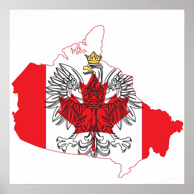 Affiches Carte du drapeau de Pologne Canada (Devant)