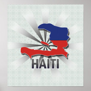 Affiches Carte du Drapeau d'Haïti 2.0