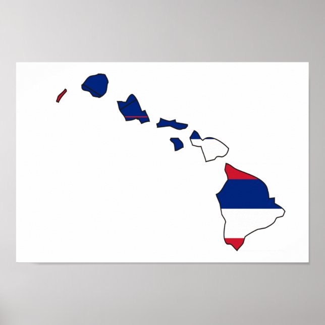 Affiches Carte du drapeau d'Hawaii (Devant)