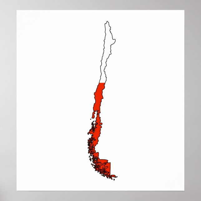 Affiches Carte du drapeau du Chili pleine taille (Devant)