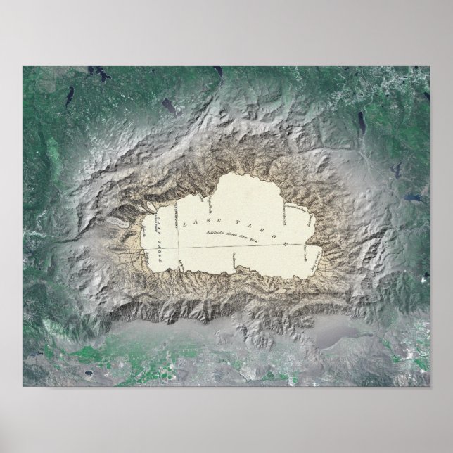 Affiches Carte du lac Tahoe (Devant)