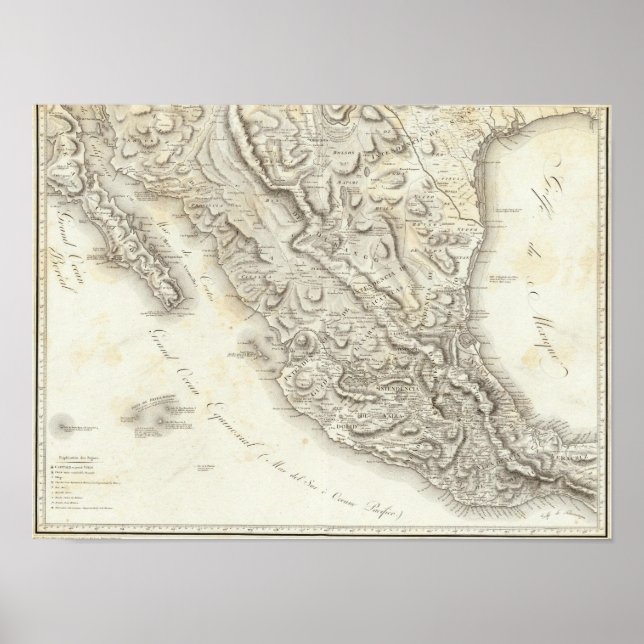 Affiches Carte du Mexique (Devant)