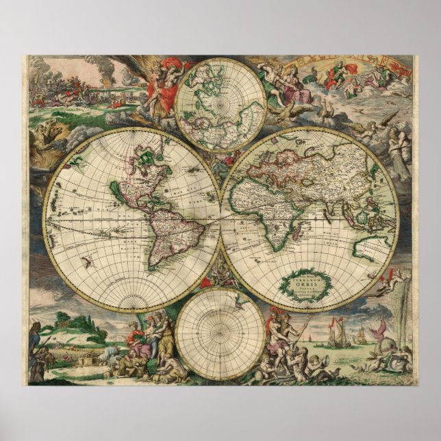 Affiches Carte du monde - 1689 (Devant)