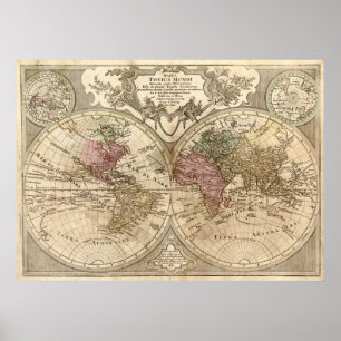 Affiches Carte du monde 1775