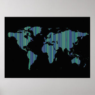 Affiches carte du monde à bandes minces