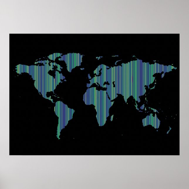 Affiches carte du monde à bandes minces (Devant)