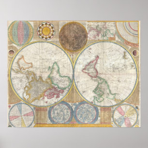 Affiches Carte du monde ancien vintage