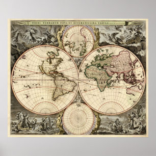 Affiches Carte du monde antique par Nicolao Visscher, vers 