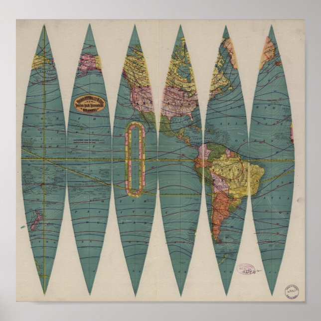 Affiches Carte du monde antique Rand McNally 1891 (Devant)