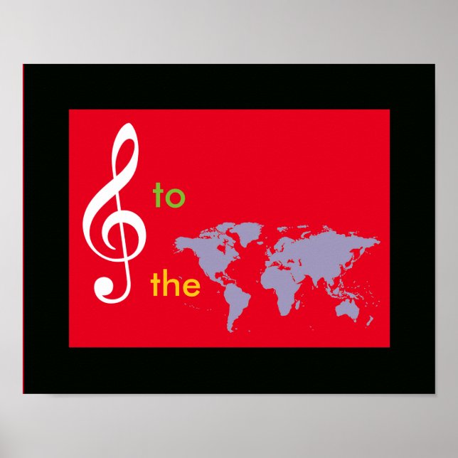 Affiches carte du monde avec clé triplée (Devant)