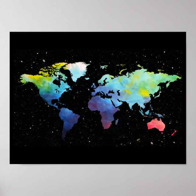 Affiches Carte du monde dans l'espace (Devant)
