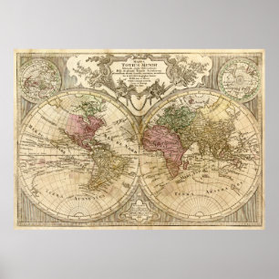 Affiches Carte du monde de Mappa Totius Mundi (1775)