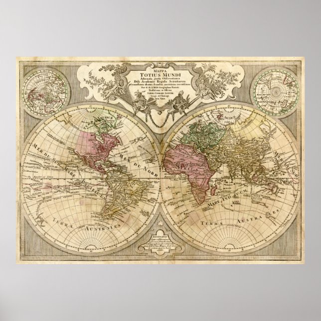 Affiches Carte du monde de Mappa Totius Mundi (1775) (Devant)