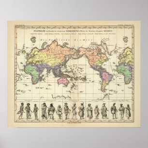 Affiches Carte du monde des styles d'habillement