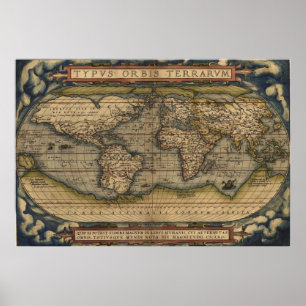 Affiches Carte du monde d'Ortelius 1570